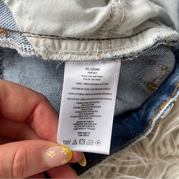RE/DONE 70s High-Rise Denim 60s Faded Blue Jean Cut Off Frayed Hem Shorts EUC 24 - Picture 11 of 12